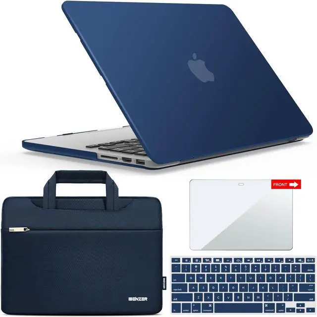 Main image of IBENZER Compatible with MacBook Pro 13 Inch Case 2015 2014 2013 end 2012 A1502 A1425, Hard Shell Case with Bag & Keyboard Cover & Screen Film for Old Version Mac Pro Retina 13, Navy Blue, R13-NVBL+3SP