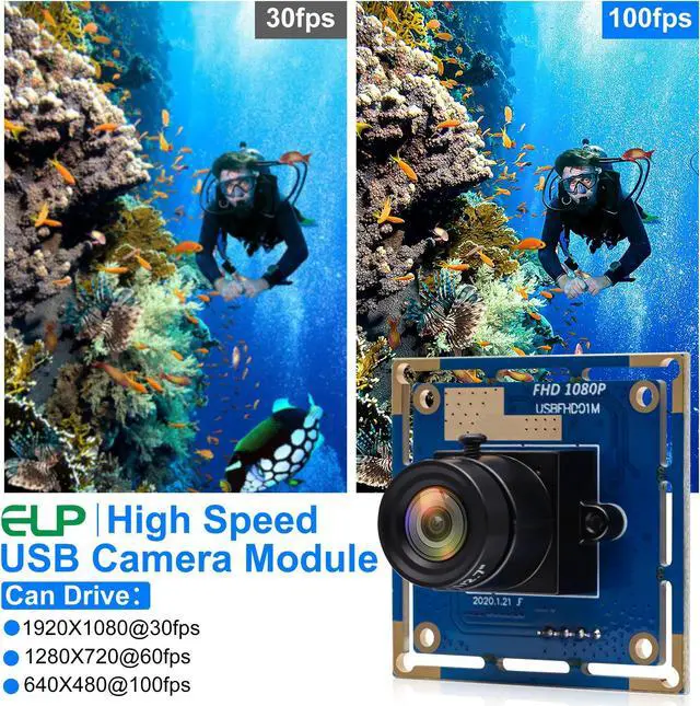 Alt view image 5 of 5 - ELP 1080P USB Security Camera Module High Speed 2megapixel HD Free Driver USB with Camera Wide Angle PC Camera Raspberry Pi Developing Board Mini UVC USB2.0 Industrial Video Webcam Board for Computer