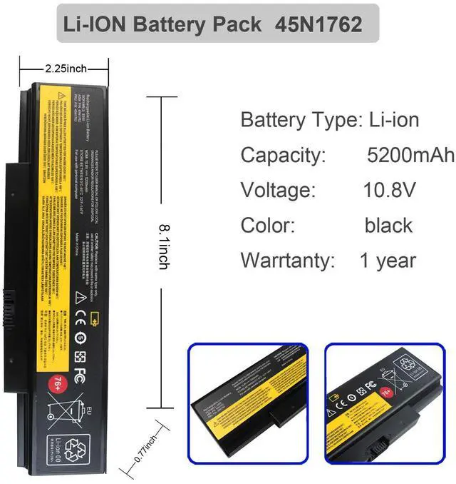 Alt view image 5 of 5 - Shyarweyy 45N1758 45N1762 45N1763 Batery for Lenovo 76+ Battery ThinkPad Edge E550 E550C E555 E560 E565 Series 3INR19/65-2 45R6758 45NYU63 45N15E9 45N1759 45N1760 45N1761 4X50G59217 4X50G53717