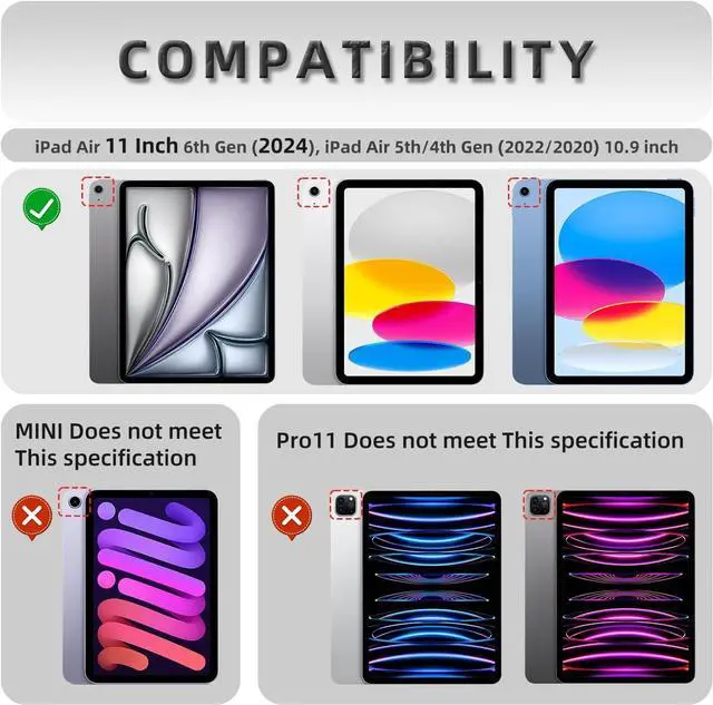 Alt view image 2 of 5 - GKABXY Keyboard Case for iPad Air 11-inch (M2) 2024/iPad Air 5th Gen 2022/ 4th Gen 2020 10.9 Inch, Detachable Wireless Bluetooth Keyboard, Slim Keyboard Cover with Pencil Holder, Auto Sleep/Wake,Black