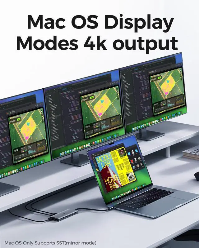 Alt view image 4 of 5 - USB C Docking Station 3 Monitors 4K@60Hz, 14-in-1 Laptop Docking Station with 2 HDMI 4K@60Hz, DP 8K@30Hz/ 4K@144Hz, 3 USB 3.0, 2 USB 2.0, RJ45, Audio, PD 100W, USB-C HUB for Windows Laptop Accessories