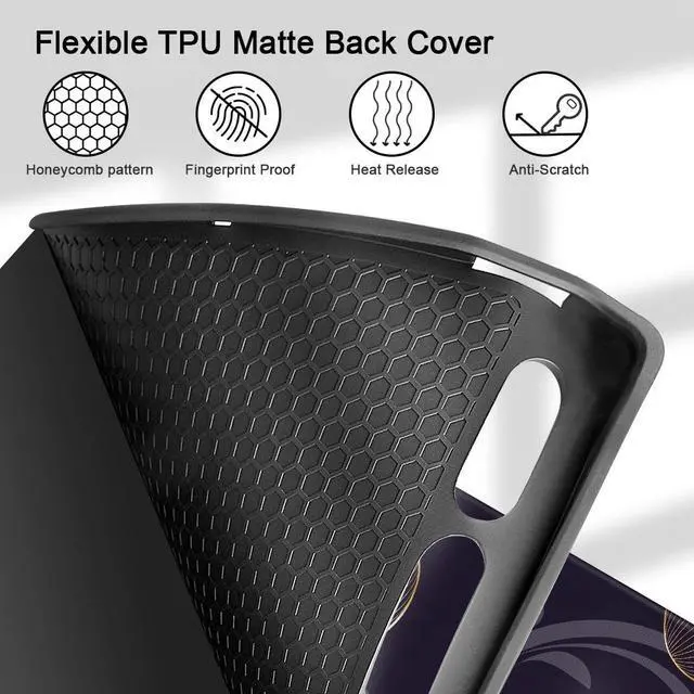 Alt view image 4 of 5 - Mektron Case for Samsung Tab S9 Ultra 14.6 Inch 2023 Model X910/X916/X918,Built-on Pencil Holder Hard Cover with Auto Wake/Sleep, Multi-Angle Stand for Galaxy Tab S9 Ultra 14.6",Golden Dahlia Flowers