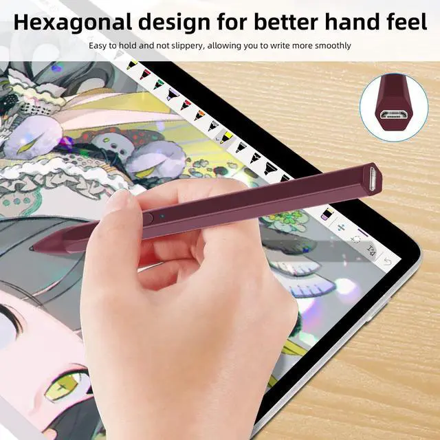 Alt view image 3 of 5 - SSS·GRGB Stylus Pen for Microsoft Surface Pro9/8/X/7/6/5/4/3 Surface Go 3/2/1 Surface 3/Laptop/Studio/Book 4/3/2/1 with 4096 Tilt Pressure Palm Rejection Magnetic Attachment Rechargeable, Red