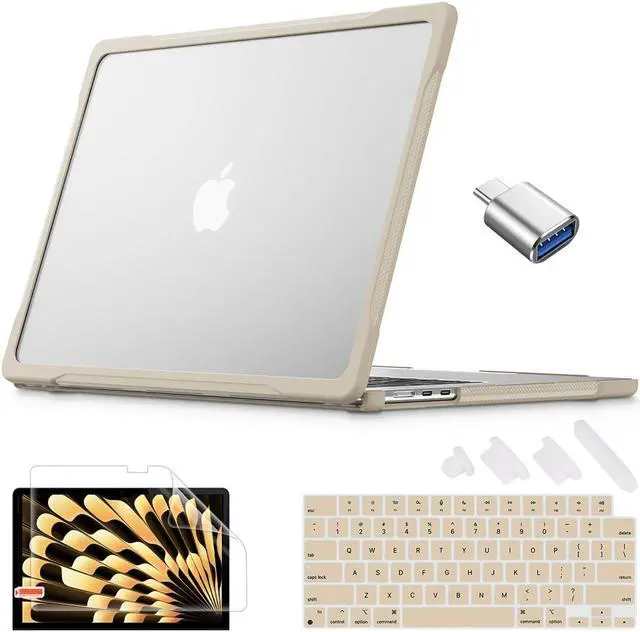 Main image of Tuiklol for MacBook Air 15'' Case with M3 M2 Chip 2024 2023 Release Model A3114 A2941,Heavy Duty Protective Hard Shell with Keyboard Cover Screen Protector for MacBook Air 15.3 inch Cover,Khaki