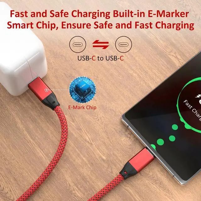 Alt view image 3 of 5 - UseBean USB C to USB C Cable 100W 15FT 2Pack, USB C 3.2 Gen 2X2 20Gbps Data Cable 4K Video, Type-C PD Fast Charging Cord, for MacBook Pro, iPad Mini 6/ Pro, Galaxy S24+/S24 Ultra/S23, Switch