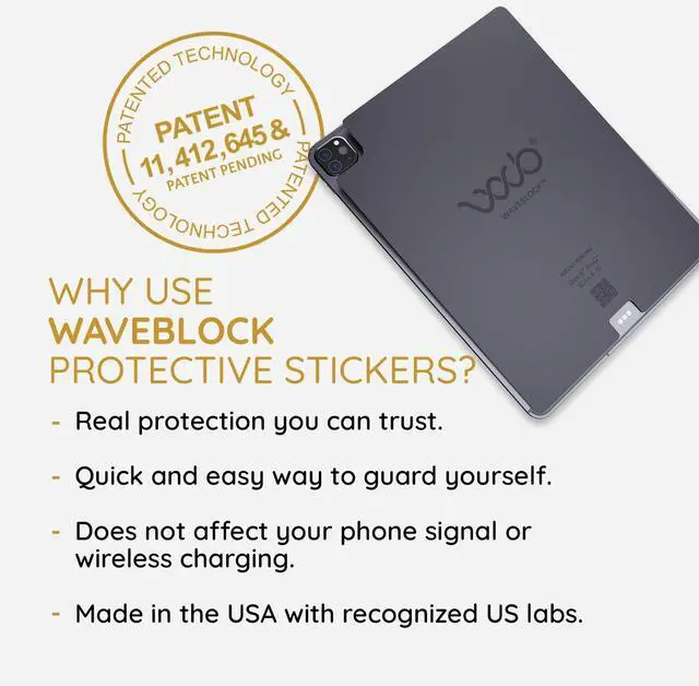 Alt view image 2 of 5 - WaveBlock iBlock Protection Sticker for iPad Air 3, Harm Blocker for Tablet, 5G Shield Reduction, Fits Beneath Case, Tested in FCC Certified Lab