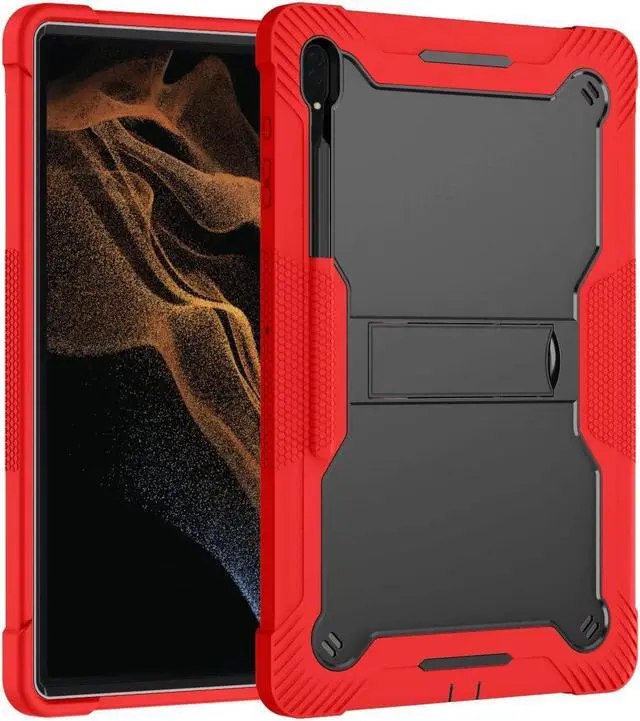 Main image of for Samsung Galaxy Tab S8 Ultra (2022) Model[SM-X900/X906] Hybrid Shockproof Rugged Drop Protection Cover with Kickstand 14.6Inch (red/Black)