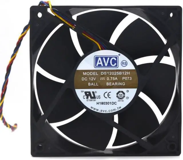 Main image of PWM Fan For AVC DS12025B12H 120X120X25mm DC 12V 0.75A 2 Ball Bearing Fan High Speed CFM Airflow Axial Cooling 12cm