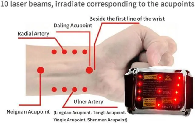 Alt view image 3 of 3 - COZING Home Use Low Level Laser Therapy Cold Laser acupuncture Therapy Semiconductor Laser Treatment Watch