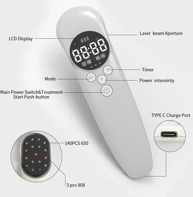Alt view image 5 of 5 - COZING handheld laser health care portable low level laser Therapy Device for Pain Relief with TENS function