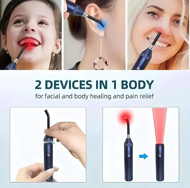 Alt view image 4 of 6 - COZING Red Light Therapy Device, Cold Sore Canker Sore Treatment for Lips, Infrared Light Therapy for Lips Mouth Nose Ear Knee Feet Hands Joint Muscle Nerve Pain Relief with Removable Tip