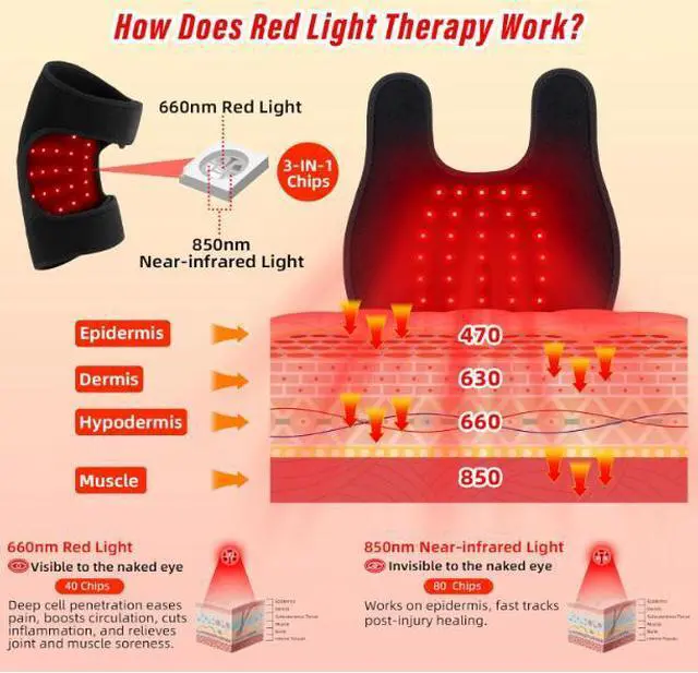 Alt view image 3 of 4 - COZING Multi-Functional Red Light Therapy Belt for Neck, Knee, Feet, Hands, etc. 660nm & 850nm Near-Infrared Light Therapy Wrap Devices with Heat for Body, Massager Mat for Pain Relief at Home