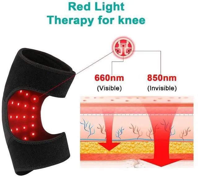 Alt view image 3 of 4 - COZING Red Light Therapy for Knee, Vibration Massage Knee Brace with 660nm Red & 850nm Near-Infrared LED Chips, Portable Design with 24.4inch Adjustable Strap, for Shoulder/Elbow/Joint/Ankle