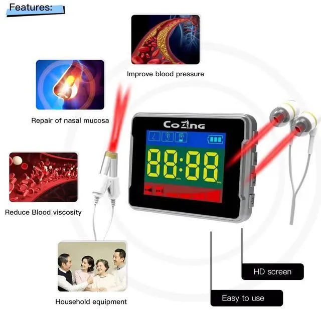 Alt view image 2 of 3 - COZING Red LLLT Therapy Wristband, Thanksgiving Gifts for Middle and Aged, LLLT Therapy Wrist Watch, 4 Time Modes,4 Intensity Multifunctional Elderly Watch (11 x 650nm)