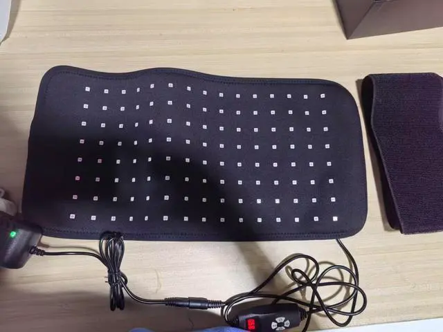 Alt view image 2 of 3 - COZING Red Light Therapy Pad, Vibration Massage,Remote Control, 120 Pcs 3 in One LED Beads (660nm + 850nm) Infrared Belf for Lower Back, Shoulder, Body Pain with Timer.