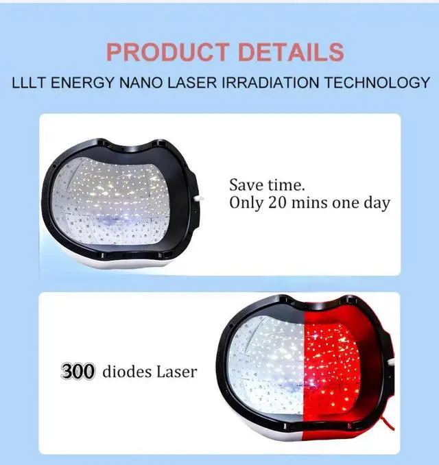 Alt view image 6 of 7 - COZING-C300 Laser Hair Regrowth System 300 Diodes 650nm LLLT Technology with Remote Control for Androgenetic Alopecia Relief