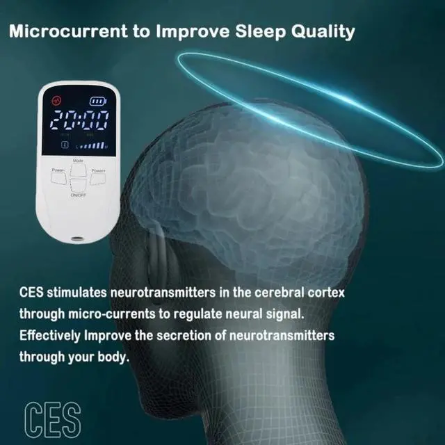 Alt view image 4 of 7 - Drug-Free CES Electronic Therapy Device Brain Stimulation Ear Clip Electrode Sleep Aid Improve Insomnia Reduce Stress Calm