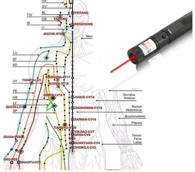 Alt view image 2 of 4 - Body Head Back Neck Leg Pain Relief Therapy, Laser Acupuncture Physiotherapy Head Back T Massage Pain Relief Laser Therapy Meridian Energy Acupuncture Electric Pen
