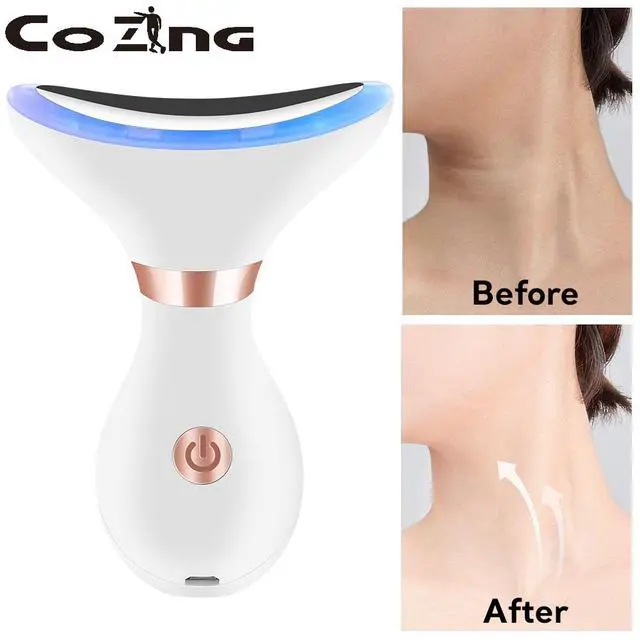 Alt view image 3 of 4 - COZING 3-in-1 LED Facial & Neck Massager with Heat, 3 Modes, Dolphin Design for Firming & Wrinkle Removal