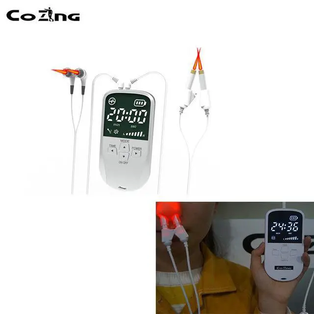 Alt view image 3 of 5 - COZING-650nm Laser Irradiation Tinnitus Ear Nasal Red Light Therapy Earplugs Otitis Media Deafness Nose Rhinitis Sinusitis Treatmen