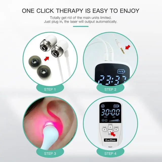 Alt view image 5 of 5 - COZING-650nm Laser Irradiation Tinnitus Ear Nasal Red Light Therapy Earplugs Otitis Media Deafness Nose Rhinitis Sinusitis Treatmen