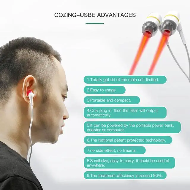 Alt view image 4 of 5 - COZING-Tinnitus Rhinitis 2-in-1 Red Light Therapy Device 650nm Ear Nose Light Wave Irradiation Promotes Blood Circulation Relieve Pain