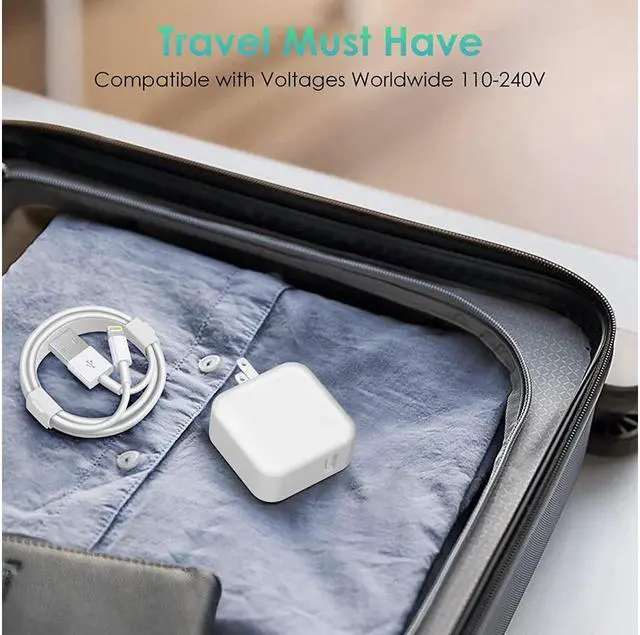 Alt view image 5 of 7 - Ipad Charger Iphone Charger, 12W Foldable Usb Charger Block Usb Wall Charger With 3Ft Usb To Lightning Cable, Phone Charger For Ipad, Ipad Mini, Ipad Air 1 2 3, Ipad Pro 10.5 Inch, Iphone 13 12 X 8 7