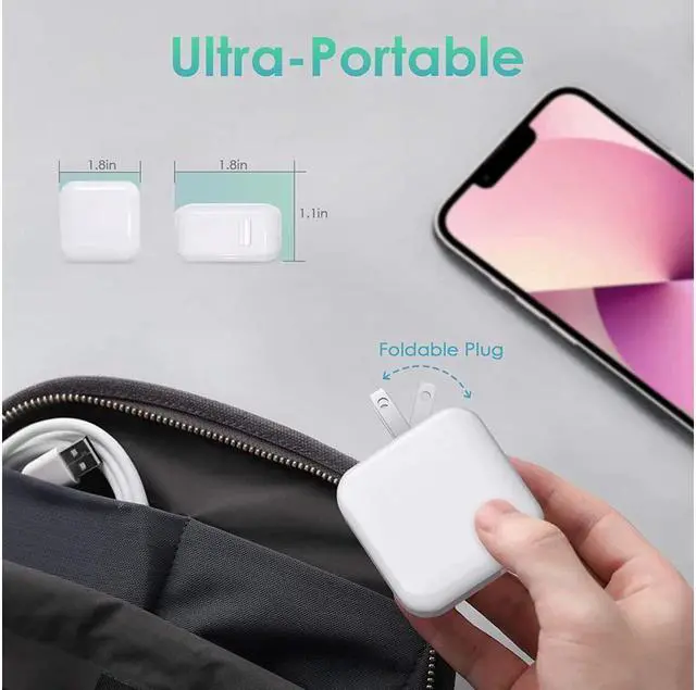 Alt view image 3 of 7 - Ipad Charger Iphone Charger, 12W Foldable Usb Charger Block Usb Wall Charger With 3Ft Usb To Lightning Cable, Phone Charger For Ipad, Ipad Mini, Ipad Air 1 2 3, Ipad Pro 10.5 Inch, Iphone 13 12 X 8 7