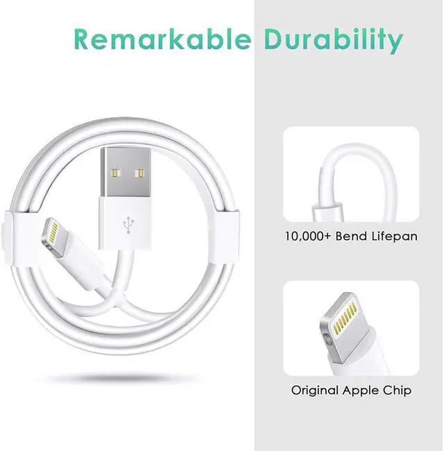 Alt view image 4 of 7 - Ipad Charger Iphone Charger, 12W Foldable Usb Charger Block Usb Wall Charger With 3Ft Usb To Lightning Cable, Phone Charger For Ipad, Ipad Mini, Ipad Air 1 2 3, Ipad Pro 10.5 Inch, Iphone 13 12 X 8 7