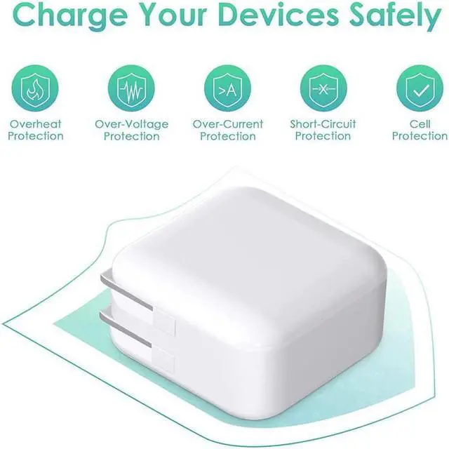 Alt view image 7 of 7 - Ipad Charger Iphone Charger, 12W Foldable Usb Charger Block Usb Wall Charger With 3Ft Usb To Lightning Cable, Phone Charger For Ipad, Ipad Mini, Ipad Air 1 2 3, Ipad Pro 10.5 Inch, Iphone 13 12 X 8 7