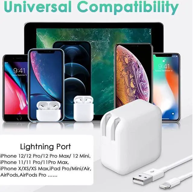 Alt view image 6 of 7 - Ipad Charger Iphone Charger, 12W Foldable Usb Charger Block Usb Wall Charger With 3Ft Usb To Lightning Cable, Phone Charger For Ipad, Ipad Mini, Ipad Air 1 2 3, Ipad Pro 10.5 Inch, Iphone 13 12 X 8 7