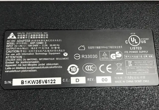 Alt view image 2 of 2 - Delta ADP-120MH D 19.5V 6.15A 120W Slim AC Adapter For MSI Gateway Series Laptop