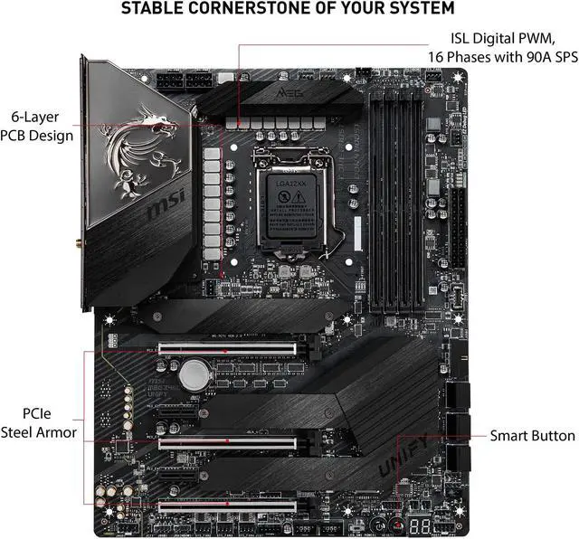 Alt view image 3 of 4 - MSI MEG Z490 Unify ATX Gaming Motherboard (10th Gen Intel Core, LGA 1200, DDR4)