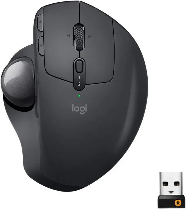 Main image of MX Ergo Wireless Trackball Mouse ? Adjustable Ergonomic Design Control and Move Text/Images/Files Between 2 Windows and Apple Mac Computers (Bluetooth or USB) Rechargeable Graphite black
