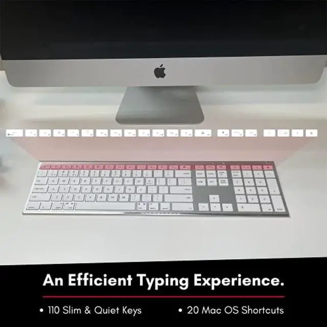 Alt view image 5 of 7 - Wireless Bluetooth Keyboard With Numeric KeypadMulti Device Keyboard For Mac Pro/Mini, Apple Imac, Macbook, Laptop, Computer Windows Pc. Android, Smartphones, Tablets (Aluminum Silver)
