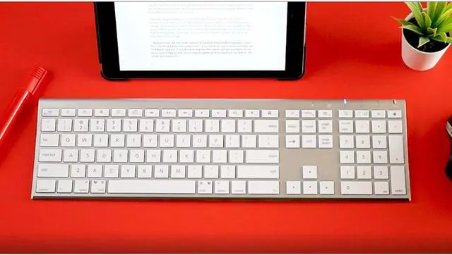 Alt view image 7 of 7 - Wireless Bluetooth Keyboard With Numeric KeypadMulti Device Keyboard For Mac Pro/Mini, Apple Imac, Macbook, Laptop, Computer Windows Pc. Android, Smartphones, Tablets (Aluminum Silver)