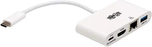 Alt view image 2 of 7 - Tripp Lite Usb C To Hdmi Multiport Video Adapter Converter 4K W/ Usb-A Hub, Usb-C Pd Charging Port & Gigabit Ethernet Port, Thunderbolt 3 Compatible, Usb Type C, Usb Type-C (U444-06N-H4gu-C),White