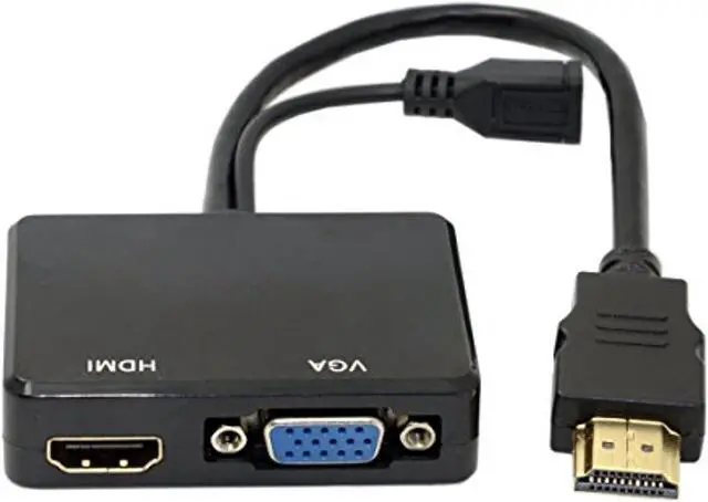 Main image of Hdmi To Vga & Hdmi Female Splitter With Audio Video Cable Converter Adapter For Hdtv Pc Monitor