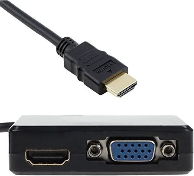 Alt view image 5 of 7 - Hdmi To Vga & Hdmi Female Splitter With Audio Video Cable Converter Adapter For Hdtv Pc Monitor