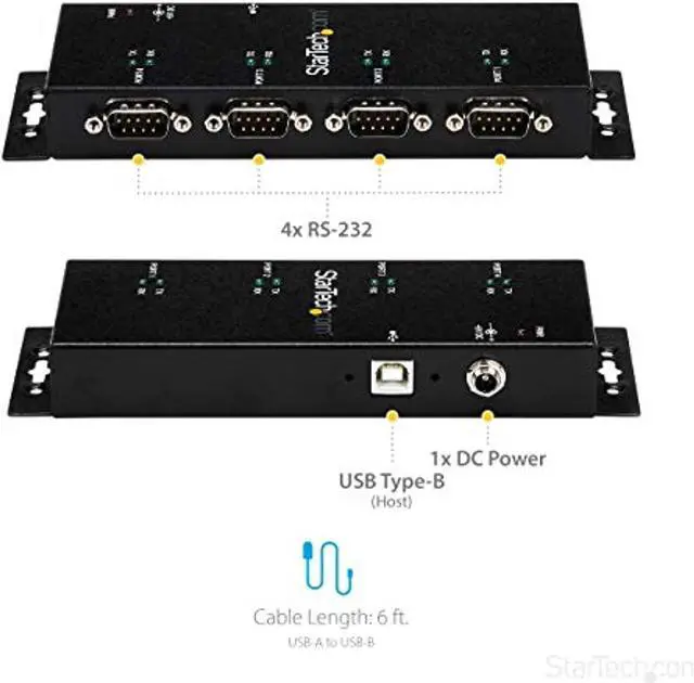 Alt view image 5 of 7 - .Com 4 Port Usb To Serial Rs232 AdapterWall MountDin RailCom Port RetentionFtdi Usb To Db9 Rs232 Hub (Icusb2324i)