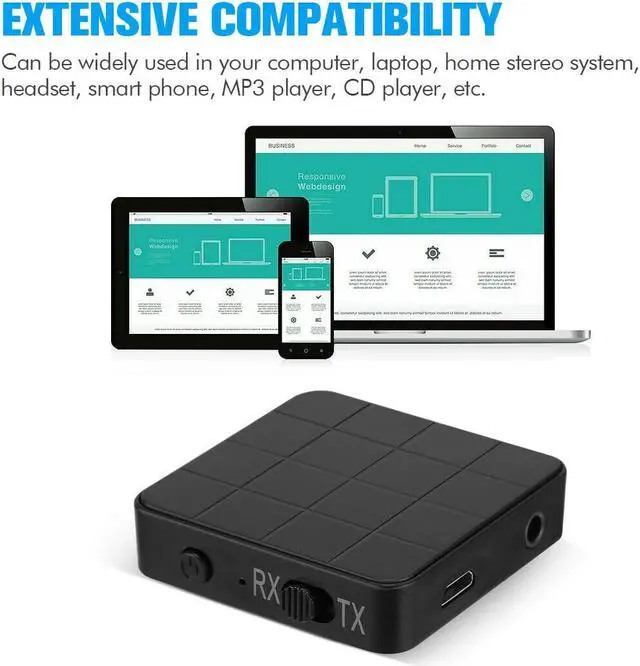 Alt view image 6 of 7 - 2 IN 1 Bluetooth 5.0 Transmitter  Receiver Wireless Audio Aux 3.5mm Adapter USA