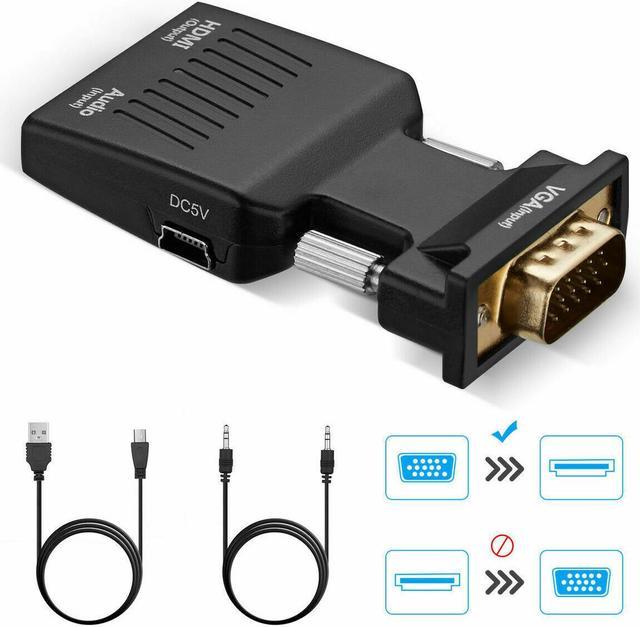 VGA / HDMI To HDMI + VGA Adapter Cable Audio Video Converter for Laptop PC  TV