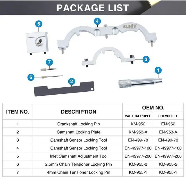 Alt view image 4 of 6 - Turbo Engine Timing Locking Tools Kit  for Chevy Cadillac Chevrolet 1.0 1.2 1.4