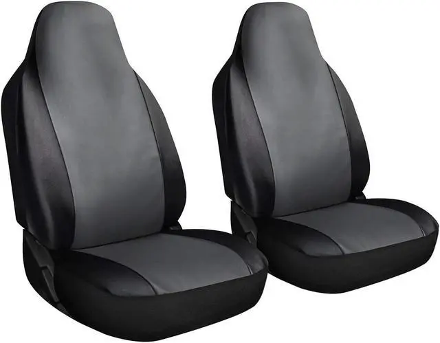 Alt view image 2 of 4 - Car Seat Cover - PU Leather Solid Black with Front Low Bucket  Set of 10 pc