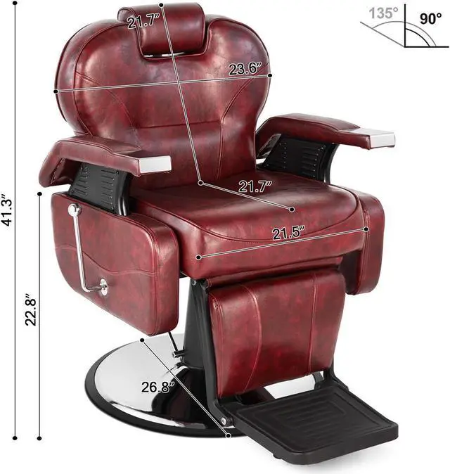 Alt view image 2 of 6 - Heavy Duty Salon Barber Chair All Purpose Hydraulic Recline Maroon Adjustable