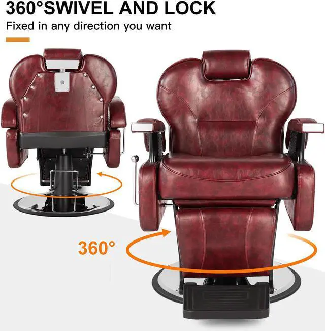 Alt view image 3 of 6 - Heavy Duty Salon Barber Chair All Purpose Hydraulic Recline Maroon Adjustable