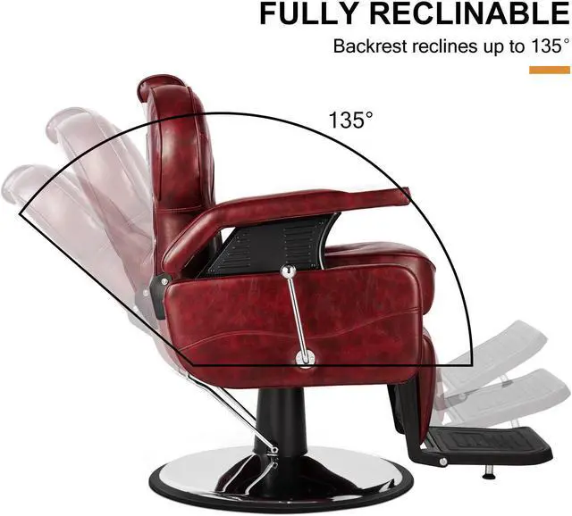 Alt view image 4 of 6 - Heavy Duty Salon Barber Chair All Purpose Hydraulic Recline Maroon Adjustable