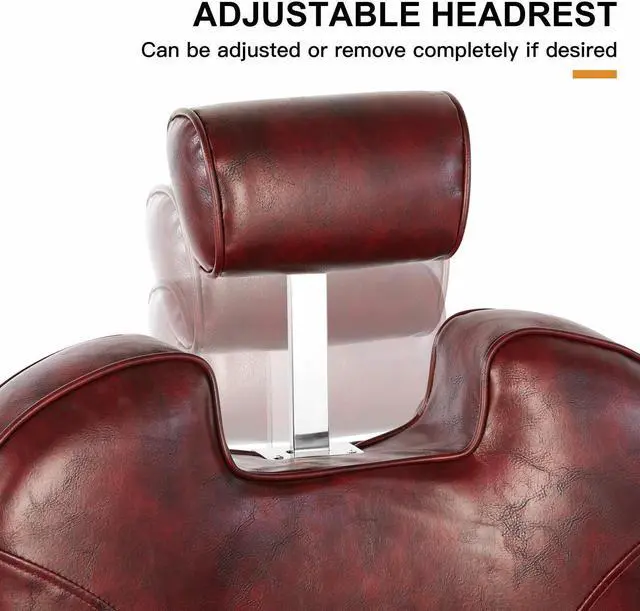 Alt view image 6 of 6 - Heavy Duty Salon Barber Chair All Purpose Hydraulic Recline Maroon Adjustable