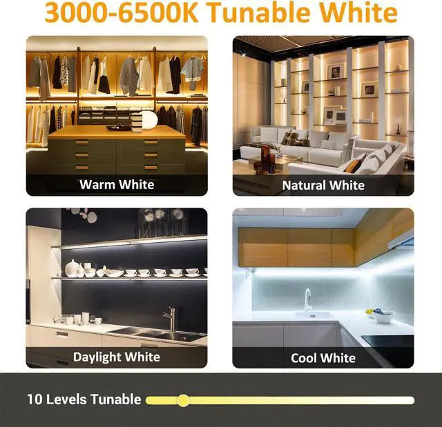 Alt view image 2 of 6 - LED Under Cabinet Lights Strip Closet Kitchen Counter Cool White Tape Light Bar