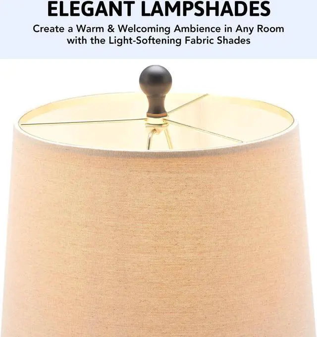 Alt view image 4 of 6 - 25in Table Lamp Bedroom Light with USB Charging for Bedroom Set of 2, Black